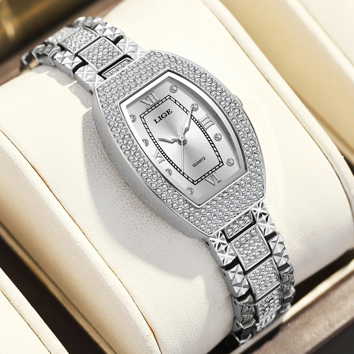 LIGE Luxury Diamond Women’s Watch – Stainless Steel Waterproof