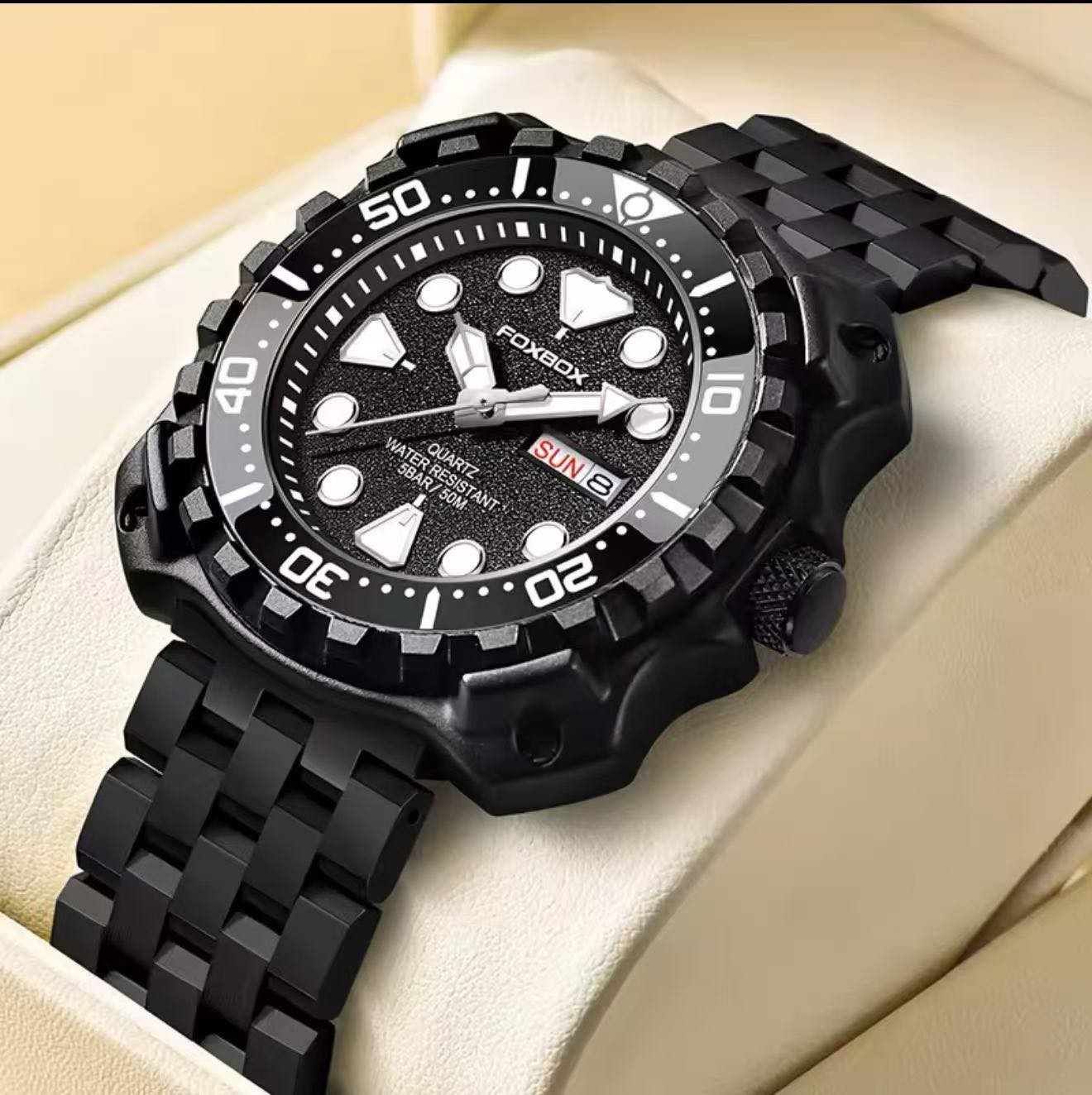 FOXBOX Luxury Luminous Men’s Watch – Waterproof Sport Calendar-Black