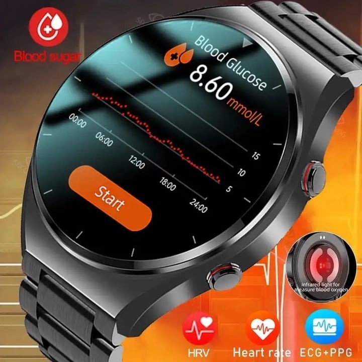 ECG+PPG Non-Invasive Blood Glucose Smart Watch Men Body Temperature Heart Rate Smartwatch Blood Pressure Sport Fitness Watch