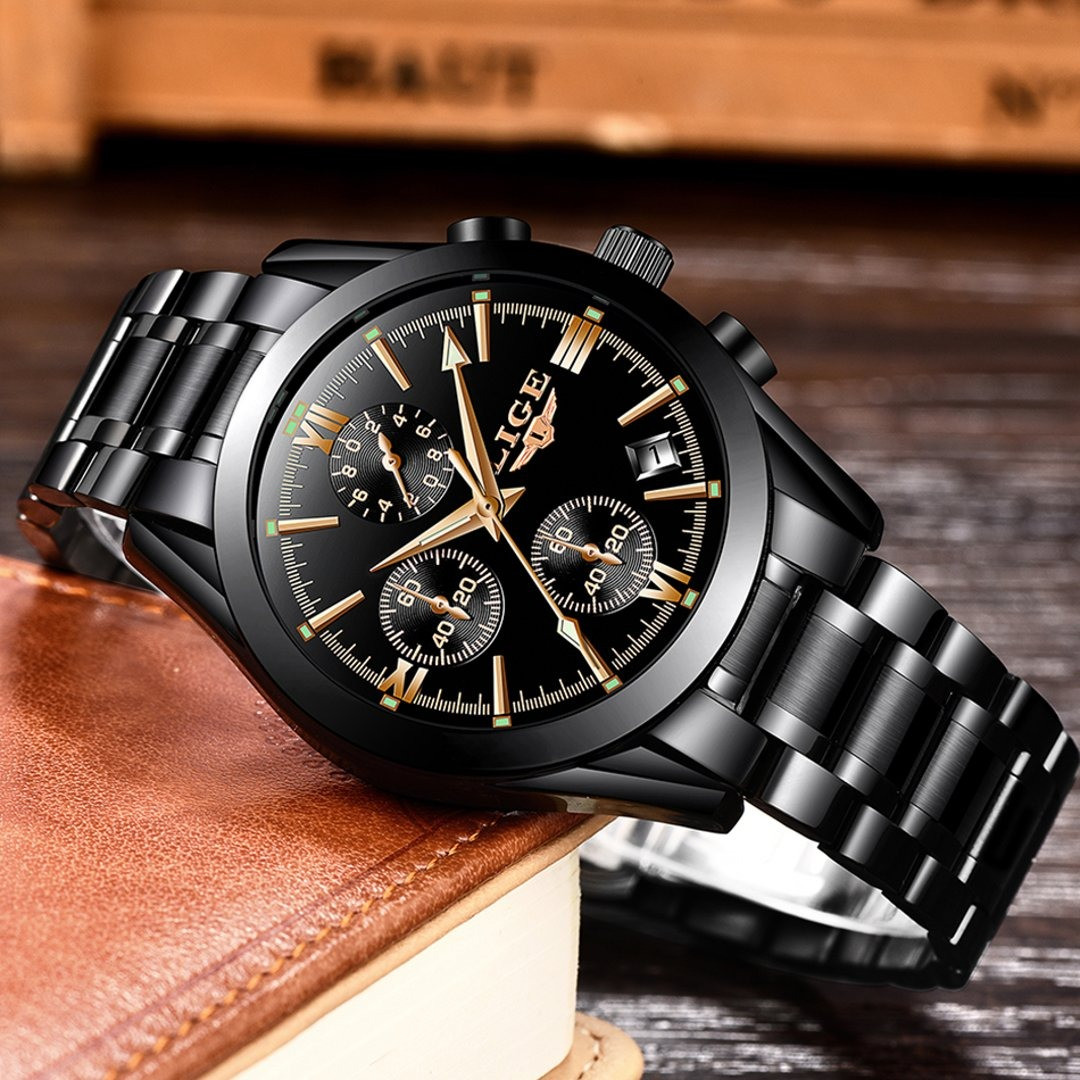LIGE 9839 Quartz Fashion Waterproof Business Watch